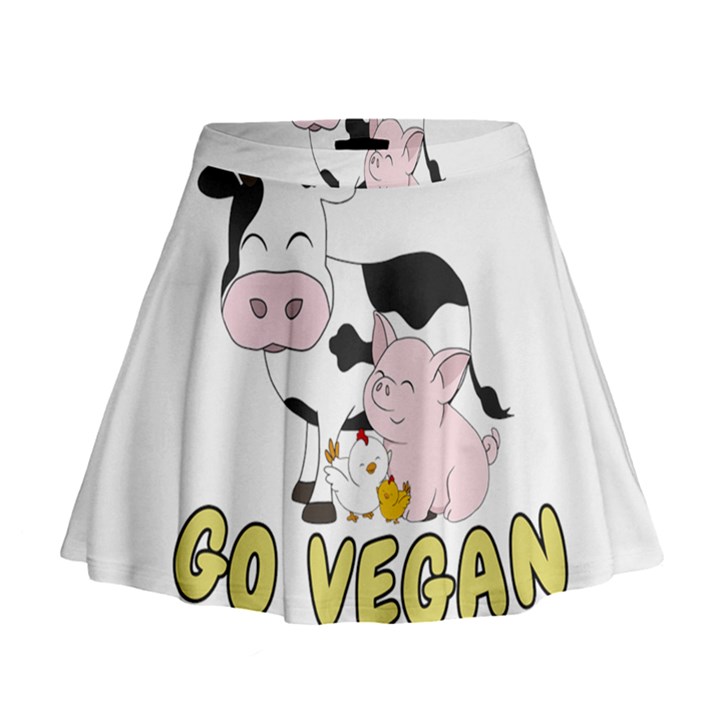 Friends Not Food - Cute Pig and Chicken Mini Flare Skirt