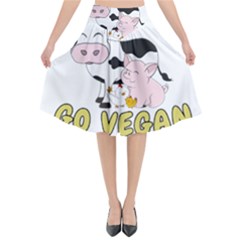 Friends Not Food - Cute Pig And Chicken Flared Midi Skirt by Valentinaart