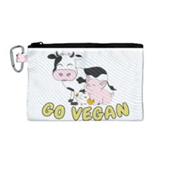 Friends Not Food - Cute Pig And Chicken Canvas Cosmetic Bag (medium) by Valentinaart