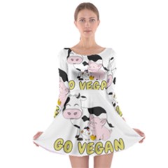 Friends Not Food - Cute Pig And Chicken Long Sleeve Skater Dress by Valentinaart