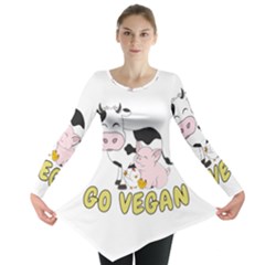 Friends Not Food - Cute Pig And Chicken Long Sleeve Tunic  by Valentinaart