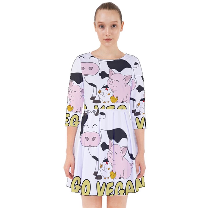 Friends Not Food - Cute Pig and Chicken Smock Dress