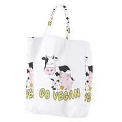 Friends Not Food - Cute Pig And Chicken Giant Grocery Zipper Tote by Valentinaart