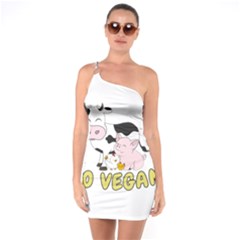 Friends Not Food - Cute Pig And Chicken One Soulder Bodycon Dress by Valentinaart