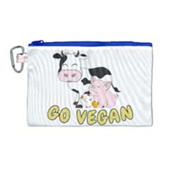 Friends Not Food - Cute Pig And Chicken Canvas Cosmetic Bag (large)