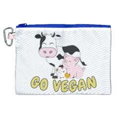 Friends Not Food - Cute Pig And Chicken Canvas Cosmetic Bag (xl) by Valentinaart