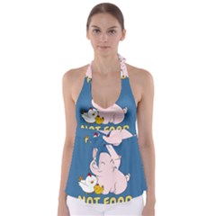 Friends Not Food - Cute Pig And Chicken Babydoll Tankini Top by Valentinaart