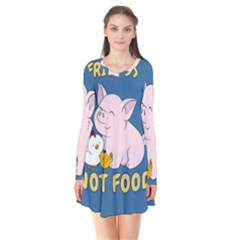 Friends Not Food - Cute Pig And Chicken Flare Dress by Valentinaart