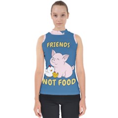 Friends Not Food - Cute Pig And Chicken Shell Top