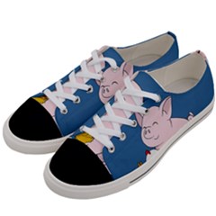 Friends Not Food - Cute Pig And Chicken Women s Low Top Canvas Sneakers by Valentinaart