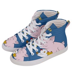 Friends Not Food - Cute Pig And Chicken Women s Hi-top Skate Sneakers