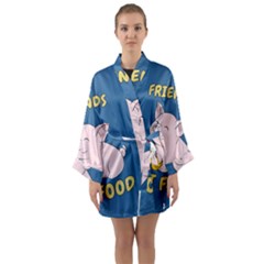 Friends Not Food - Cute Pig And Chicken Long Sleeve Kimono Robe by Valentinaart