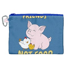 Friends Not Food - Cute Pig And Chicken Canvas Cosmetic Bag (xl) by Valentinaart