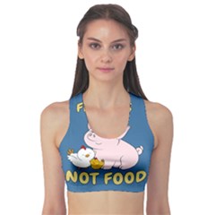 Friends Not Food - Cute Pig And Chicken Sports Bra by Valentinaart