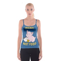 Friends Not Food - Cute Pig And Chicken Spaghetti Strap Top by Valentinaart