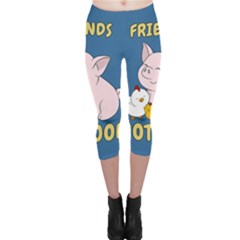 Friends Not Food - Cute Pig And Chicken Capri Leggings  by Valentinaart