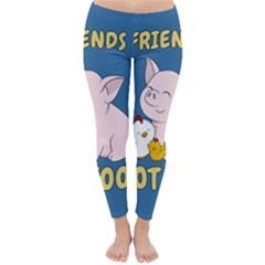 Friends Not Food - Cute Pig And Chicken Classic Winter Leggings by Valentinaart