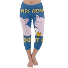 Friends Not Food - Cute Pig And Chicken Capri Winter Leggings  by Valentinaart