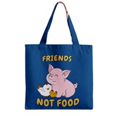 Friends Not Food - Cute Pig And Chicken Zipper Grocery Tote Bag by Valentinaart