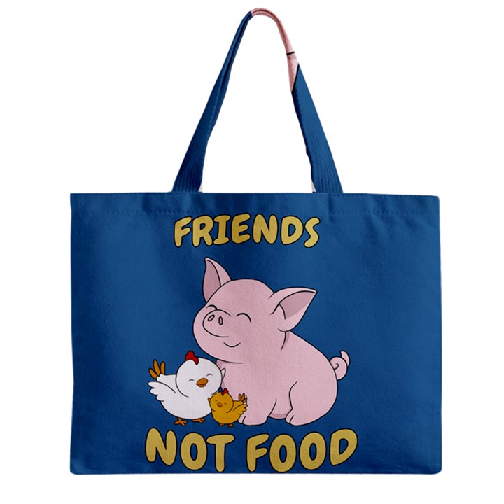 Friends Not Food - Cute Pig and Chicken Zipper Mini Tote Bag