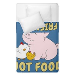 Friends Not Food - Cute Pig And Chicken Duvet Cover Double Side (single Size) by Valentinaart