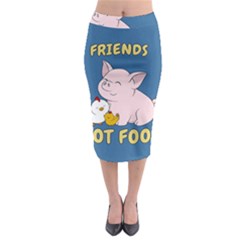 Friends Not Food - Cute Pig And Chicken Midi Pencil Skirt by Valentinaart