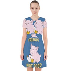 Friends Not Food - Cute Pig And Chicken Adorable In Chiffon Dress by Valentinaart