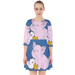 Friends Not Food - Cute Pig And Chicken Smock Dress by Valentinaart