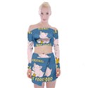 Friends Not Food - Cute Pig and Chicken Off Shoulder Top with Mini Skirt Set View1