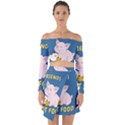 Friends Not Food - Cute Pig and Chicken Off Shoulder Top with Skirt Set View1