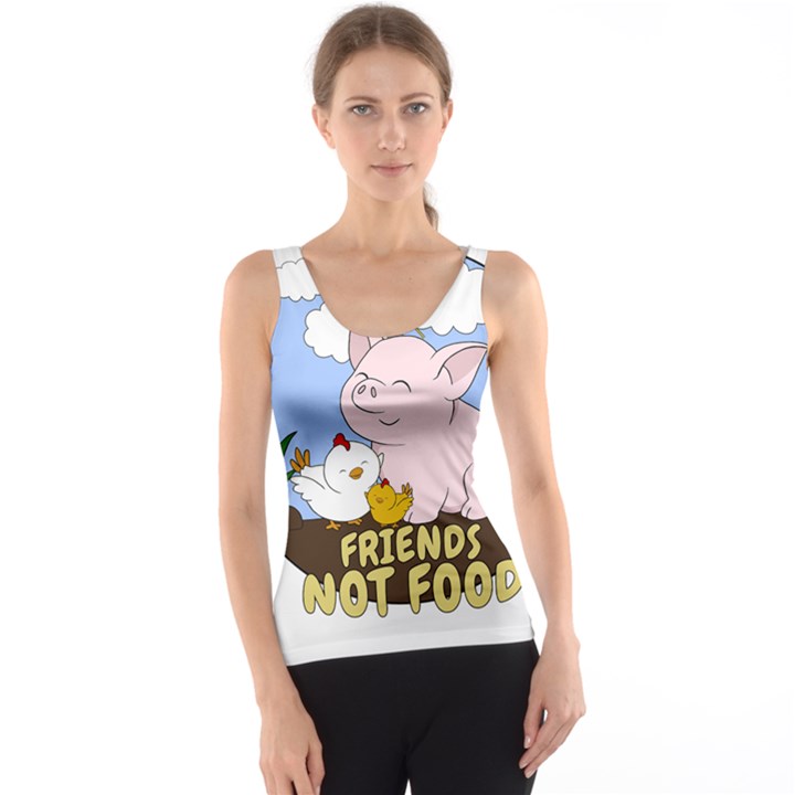 Friends Not Food - Cute Pig and Chicken Tank Top