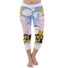 Friends Not Food - Cute Pig And Chicken Capri Winter Leggings  by Valentinaart