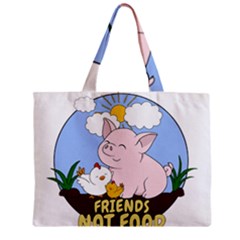 Friends Not Food - Cute Pig And Chicken Zipper Mini Tote Bag by Valentinaart