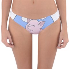 Friends Not Food - Cute Pig And Chicken Reversible Hipster Bikini Bottoms by Valentinaart