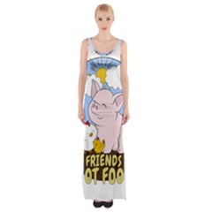 Friends Not Food - Cute Pig And Chicken Maxi Thigh Split Dress by Valentinaart