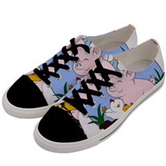 Friends Not Food - Cute Pig And Chicken Men s Low Top Canvas Sneakers by Valentinaart