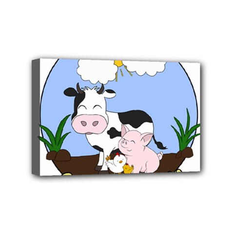 Friends Not Food - Cute Cow, Pig And Chicken Mini Canvas 6  X 4  by Valentinaart