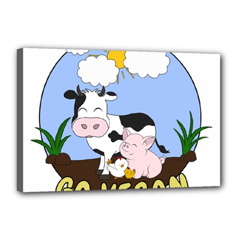 Friends Not Food - Cute Cow, Pig And Chicken Canvas 18  X 12  by Valentinaart