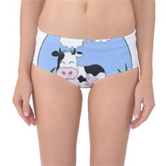 Friends Not Food - Cute Cow, Pig And Chicken Mid-waist Bikini Bottoms by Valentinaart