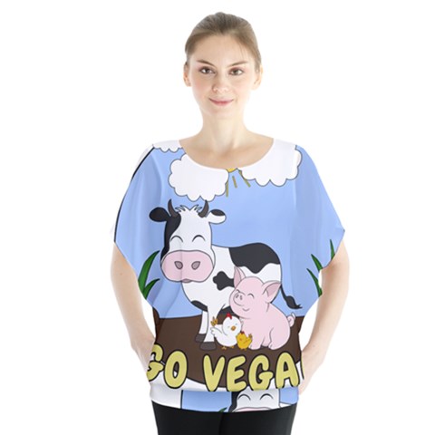 Friends Not Food - Cute Cow, Pig And Chicken Blouse by Valentinaart