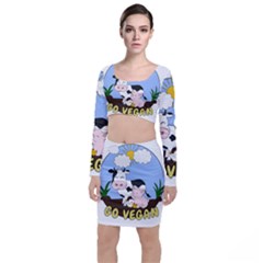 Friends Not Food - Cute Cow, Pig And Chicken Long Sleeve Crop Top & Bodycon Skirt Set by Valentinaart