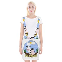 Friends Not Food - Cute Cow, Pig And Chicken Braces Suspender Skirt by Valentinaart