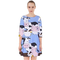 Friends Not Food - Cute Cow, Pig And Chicken Smock Dress by Valentinaart