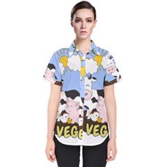 Friends Not Food - Cute Cow, Pig And Chicken Women s Short Sleeve Shirt