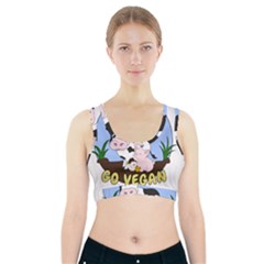 Friends Not Food - Cute Cow, Pig And Chicken Sports Bra With Pocket by Valentinaart