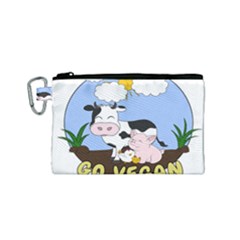 Friends Not Food - Cute Cow, Pig And Chicken Canvas Cosmetic Bag (small)