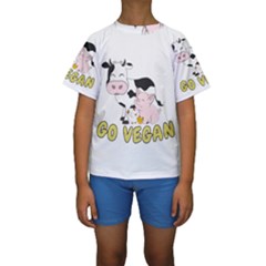 Friends Not Food - Cute Cow, Pig And Chicken Kids  Short Sleeve Swimwear by Valentinaart