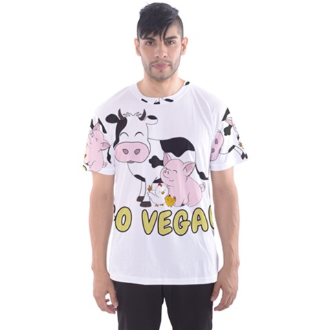 Friends Not Food - Cute Cow, Pig And Chicken Men s Sports Mesh Tee by Valentinaart