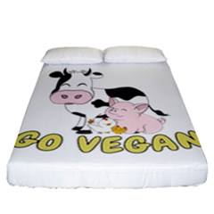 Friends Not Food - Cute Cow, Pig And Chicken Fitted Sheet (california King Size) by Valentinaart