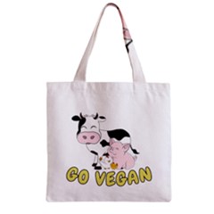 Friends Not Food - Cute Cow, Pig And Chicken Zipper Grocery Tote Bag by Valentinaart